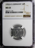 German-Democratic Republic (DDR) 1952 A 10 Pfennig NGC MS63 BU  KM# 7  (175)
