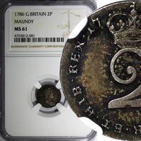 Great Britain George III 1786 2 Pence Maundy NGC MS61 1 GRADED HIGHER KM# 595(1)