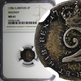 Great Britain George III 1786 2 Pence Maundy NGC MS61 1 GRADED HIGHER KM# 595(1)