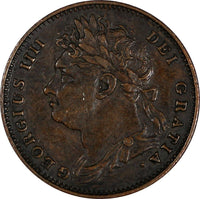 Great Britain George IV Copper 1826 Farthing KM# 677 (20 378)