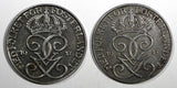 Sweden Gustaf V Iron LOT OF 2 COINS 1917 5 Öre World War I issue KM# 791 (621)