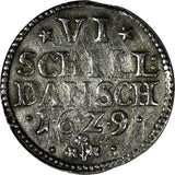 Denmark Christian IV Silver 1629 6 Skilling Dansk SCARCE KM# 110 (20 038)