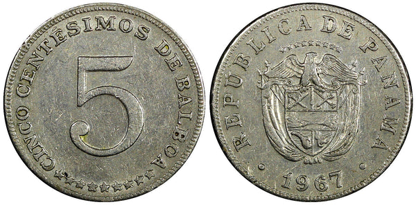 Panama Copper-Nickel 1967 5 Centesimos San Francisco Mint KM# 23.2 (21 993)