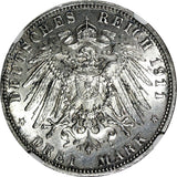 Germany BAVARIA-90TH BIRTHDAY 1911 D 3 Mark NGC UNC DETAILS KM# 998 (023)
