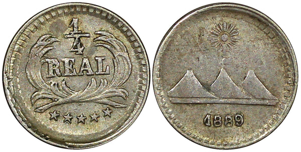 Guatemala Silver 1889 1/4 Real XF KM# 158 (22 690)