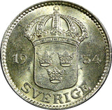 Sweden Gustaf V Silver 1934 G  25 Öre UNC  KM# 785 (22 051)