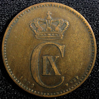 Denmark Christian IX Bronze 1899 VBP 2 Ore  KM# 793.2 (23 778)