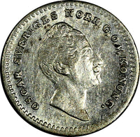 Sweden Oscar I Silver 1852 AG 1/32 Riksdaler  Mintage-480,000 UNC KM# 681