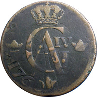 SWEDEN Gustaf IV (1802-1805)1 SKILLING OVERSTRUCK ON 2 ORE S.M. 1760 KM566/2399