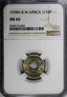 British West Africa George VI 1938 H 1/10 Penny Better Date NGC MS65 KM# 20 (3)