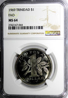 Trinidad & Tobago 1969 Dollar $1.00 FAO NGC MS64 TOP GRADED BY NGC KM # 6