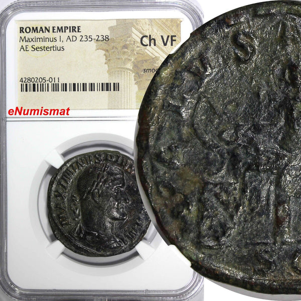 Roman Empire Maximinus I AD 235-238 AE Sestertius NGC CH VF Sear# 2355  (011)
