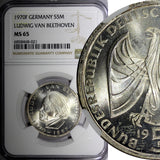Germany-Federal Republic Silver 1970 F 5 Mark NGC MS65 1 GRADED HIGH KM# 127(1)