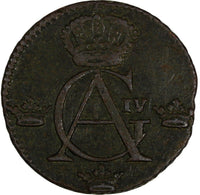 SWEDEN Copper King Gustav IV Adolf 1807 1/4 Skilling KM# 564 (19 541)