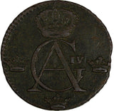 SWEDEN Copper King Gustav IV Adolf 1807 1/4 Skilling KM# 564 (19 541)