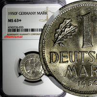 Germany-Federal Republic 1950 F 1 Mark NGC MS63+"PLUS" Stuttgart Mint KM#110 (3)