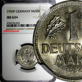 Germany-Federal Republic 1950 F 1 Mark NGC MS63+"PLUS" Stuttgart Mint KM#110 (3)