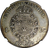 SWEDEN Gustaf III Silver 1780 OL 1 Riksdaler NGC XF DETAILS Dav-1736,KM# 527(41)