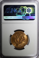 Great Britain Elizabeth II Bronze 1958 1/2 Penny NGC MS65 RD NICE RED KM#896 (1)