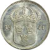 Sweden Gustaf V (1907-1950) Silver 1941 G 10 Öre  GEM BU KM# 780 (22 082)