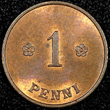 FINLAND Copper 1920 1 Penni UNC KM# 23 (23 996)