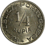 India-Portuguese 1947 1/4 Rupia Mintage-800,000 aUNC KM# 25 (19 952)