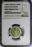 Germany - Weimar  Silver 1924-E 1 Mark NGC MINT ERROR XF40 SCARCE KM# 42 (196)