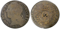 FRANCE Louis XV (1715-1774) Silver 1/10 Ecu Counterstamp "4" GadR# 292 (22 180)