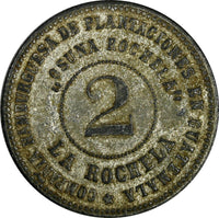 GUATEMALA TOKEN 1895 Zinc 2 Reales La Rochela HAMBURGUESA 30mm RULAU Gma 100