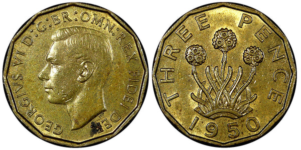 Great Britain George VI Nickel-Brass 1950 3 Pence High Grade KM# 873 (21 429)