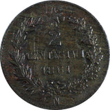 Italy Vittorio Emanuele II Copper 1861 N 2 Centesimi Naples KM# 2.2 (806)