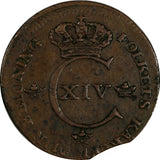 SWEDEN Carl XIV Johan Copper 1819 1/4 Skilling 26 mm 1st Year Type KM# 595 (924)