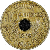 Tunisia Muhammad VI 1345 (1926) 10 Centimes ch.XF Toning KM# 254 (21 746)