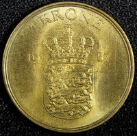 DENMARK Frederik IX Aluminum-Bronze 1957 C S 1 Krone GEM BU COIN KM# 837.2 (790)