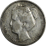 Netherlands Wilhelmina I Silver 1904 25 Cents 19mm KM# 120.2 (13 590)