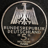 Germany - Federal Republic Silver 1971 D 5 Mark PROOF BU Flashy KM# 129 (23 217)