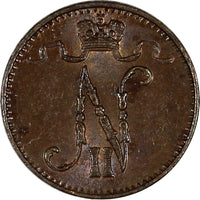 Finland Nicholas II Copper 1906 1 Penni UNC KM# 13 (20 806)