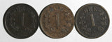 Norway Oscar II Bronze LOT OF 3 COINS 1877 1 Ore BETTER DATE KM# 352 (17 014)