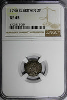 Great Britain George II Silver 1746 2 Pence Maundy NGC XF45 KM# 568 (054)