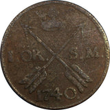 Sweden Frederick I Copper 1740 1 Ore, S.M.  KM# 416.1 (6409)