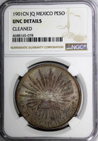 Mexico SECOND REPUBLIC Silver 1901 CN JQ Peso NGC UNC DETAILS Culiacan  KM# 409