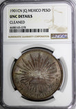 Mexico SECOND REPUBLIC Silver 1901 CN JQ Peso NGC UNC DETAILS Culiacan  KM# 409