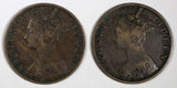 Hong Kong, Prc Victoria Bronze LOT OF 2 COINS 1879,1881 Cent KM# 4.3 (394)