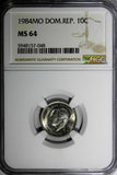 Dominican Republic Duarte 1984 MO 10 Centavos NGC MS64 Human Rights KM# 60 (48)