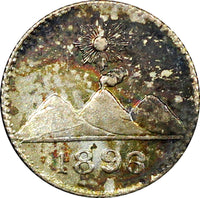 Guatemala Silver 1896  1/4 Real UNC Nice Toned KM# 162 (22 686)