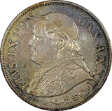 Italian States PAPAL STATES Pius IX Silver 1867 XXII R 10 Soldi aUNC KM# 1376(1)