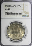 Ireland Republic Copper-Nickel 1964 1/2 CROWN Horse NGC MS65 GEM BU KM# 16a (39)