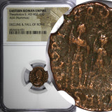 EASTERN ROMAN Theodosius II AD 402-450 AE4 NUMMUS / Three Emperors NGC (031)