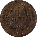 Danish West Indies Christian IX Bronze 1883 1 Cent Mintage-210,000 KM# 68 (476)