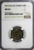 Turkey Mahmud II Silver AH1223//26 (1833) 20 Para NGC MS62 KM# 596 (011)